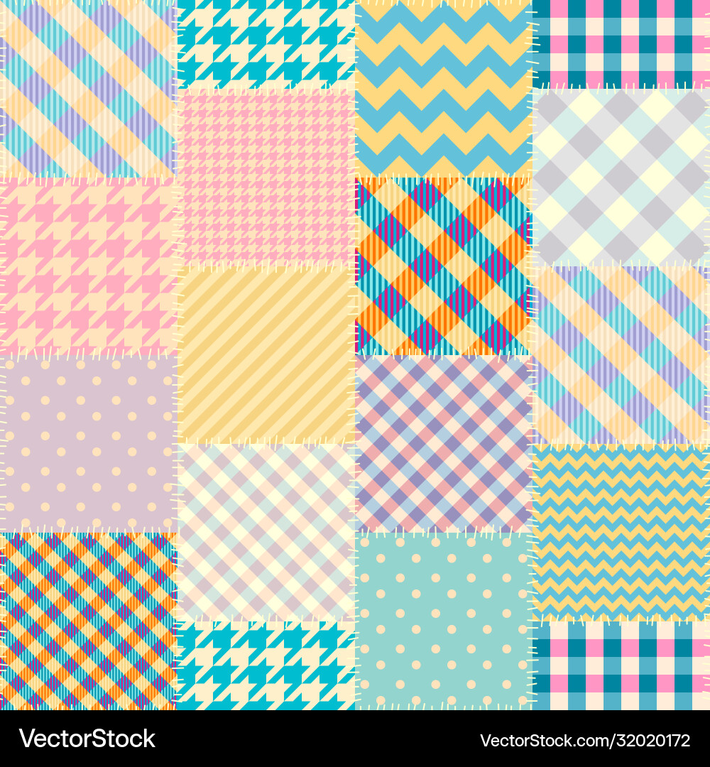 Patchwork textile pattern seamless quilting vector image