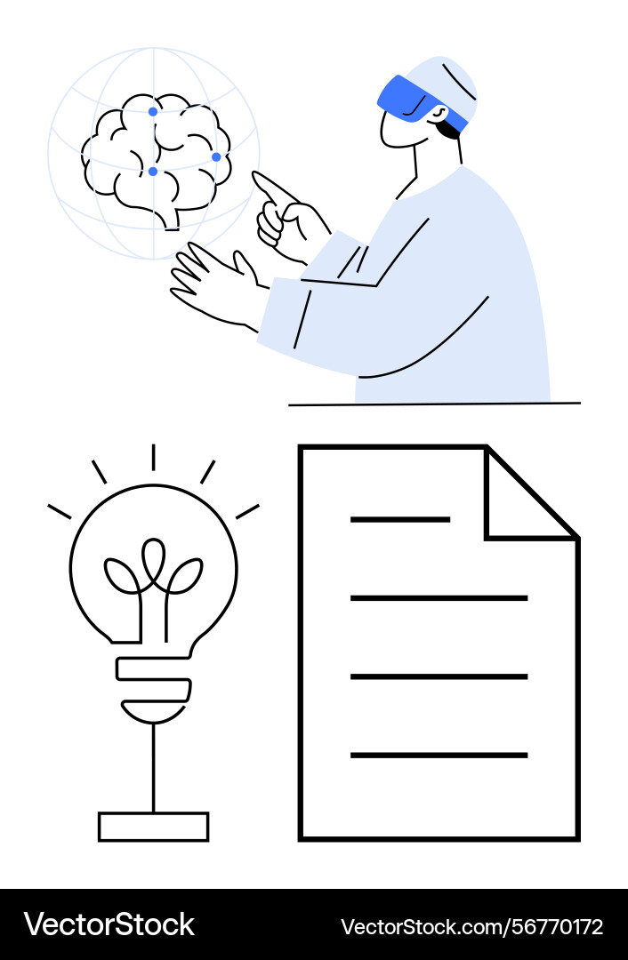 Person using virtual reality for ai and innovation Person using virtual reality for ai and innovation vector image