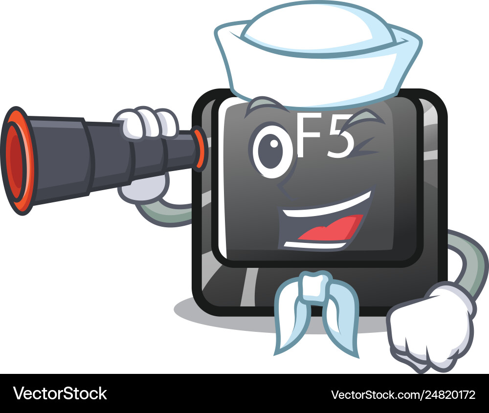 Sailor with binocular button f5 in shape Sailor with binocular button f5 in shape vector image