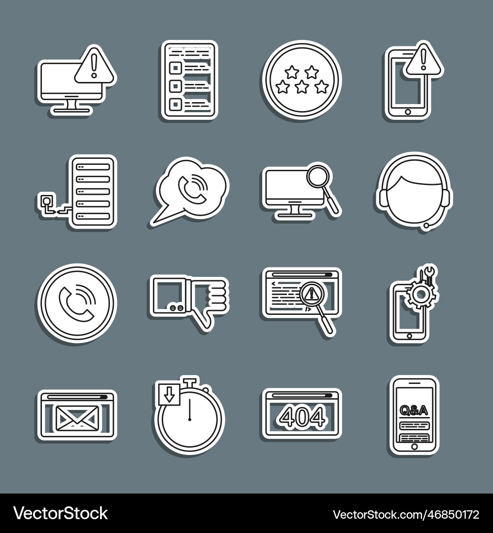 Set line mobile question and exclamation service Set line mobile question and exclamation service vector image