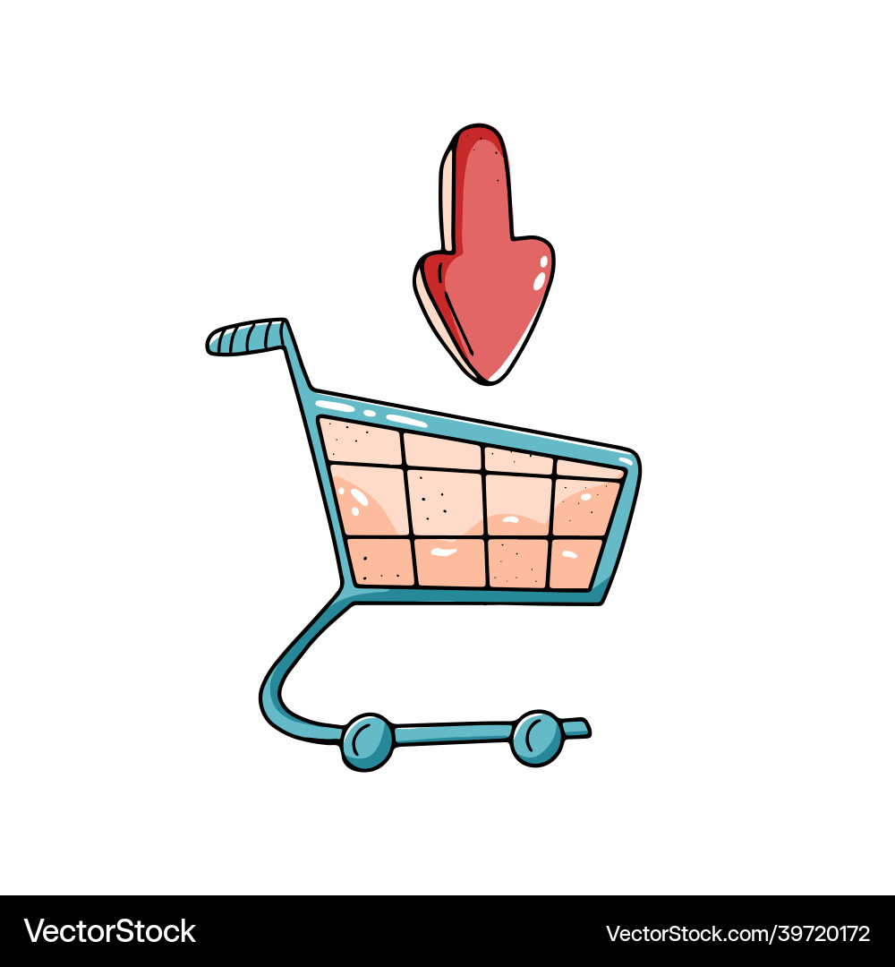 Shopping cart with arrow add Shopping cart with arrow add vector image