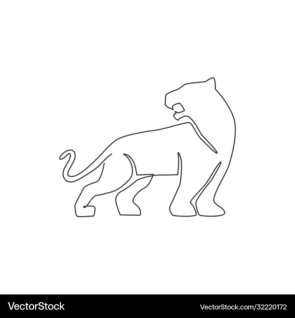 Single continuous line drawing elegant leopard Single continuous line drawing elegant leopard vector image