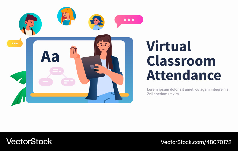 Student in virtual classroom using smart Student in virtual classroom using smart Vector Image