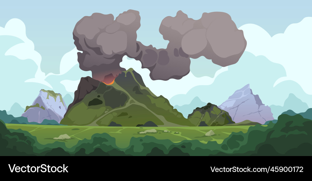 Volcanic eruption background nature landscape Vector Image
