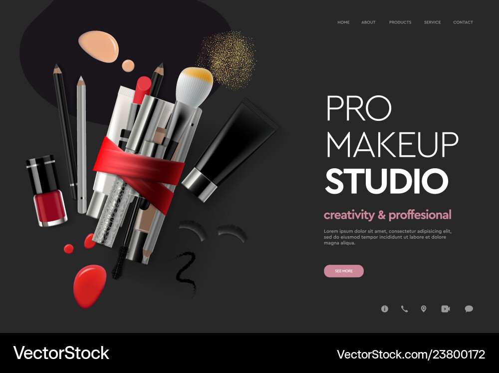 Web page design template for makeup studio course Web page design template for makeup studio course vector image