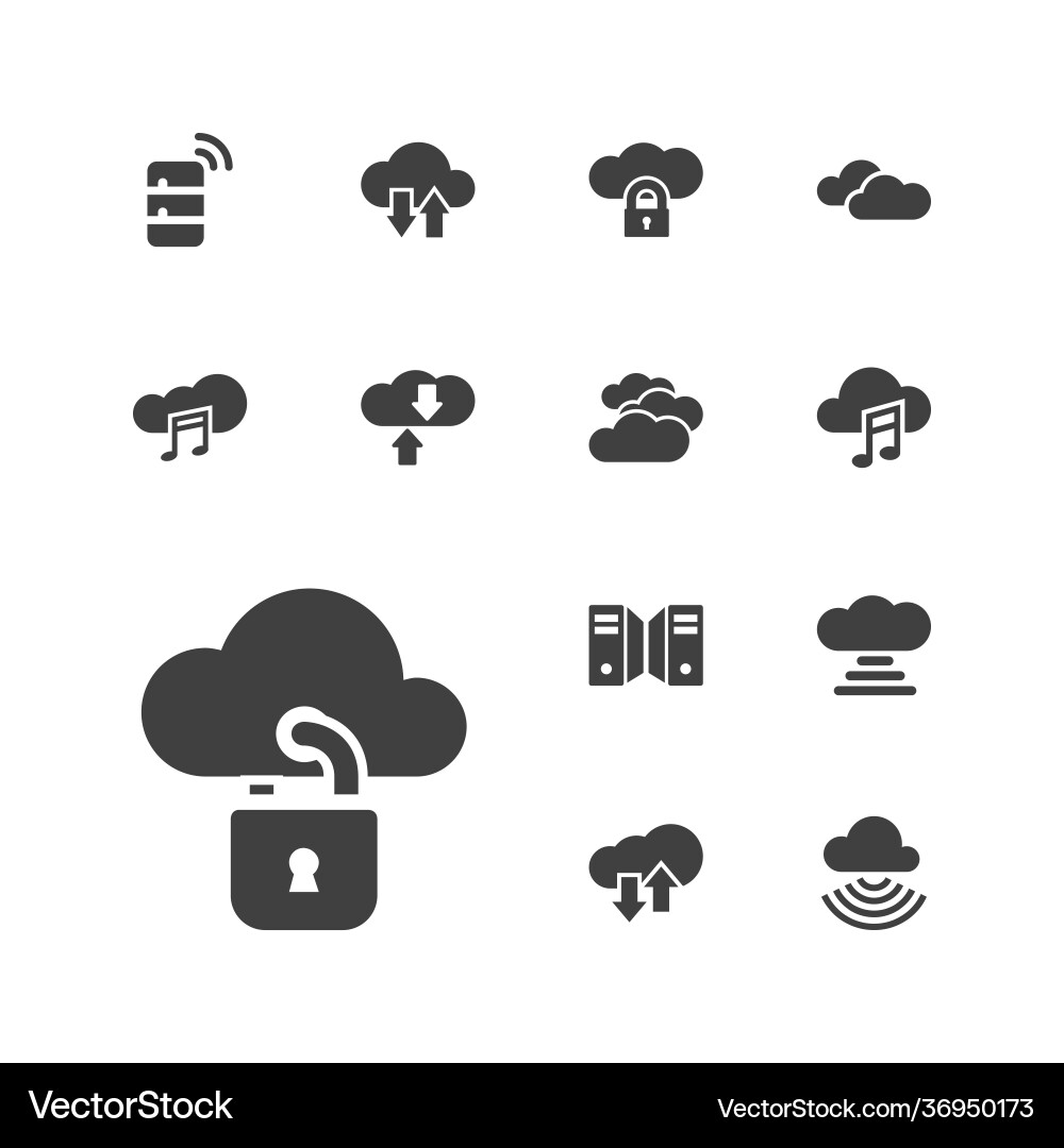 13 computing icons vector image