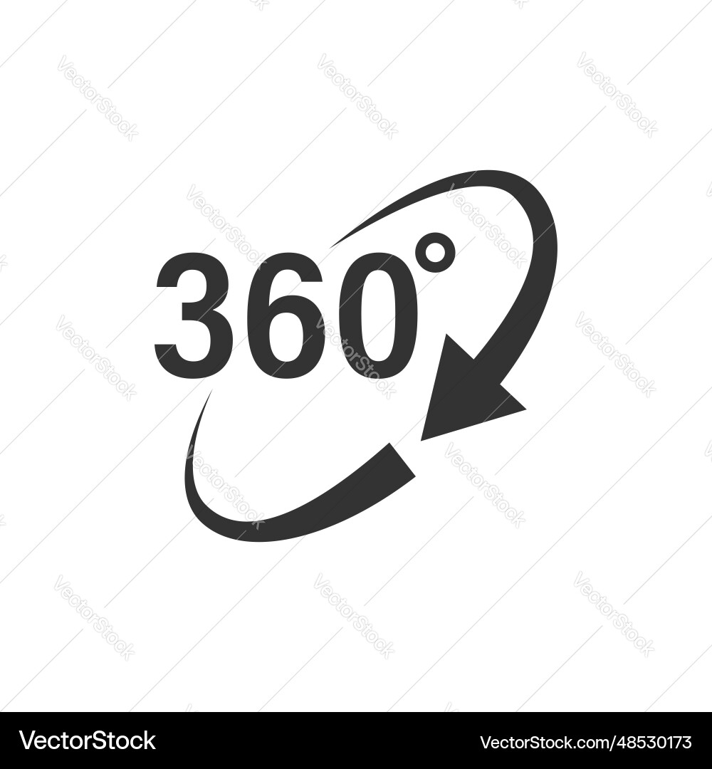 360 degrees icon in flat style rotate symbol 360 degrees icon in flat style rotate symbol Vector Image