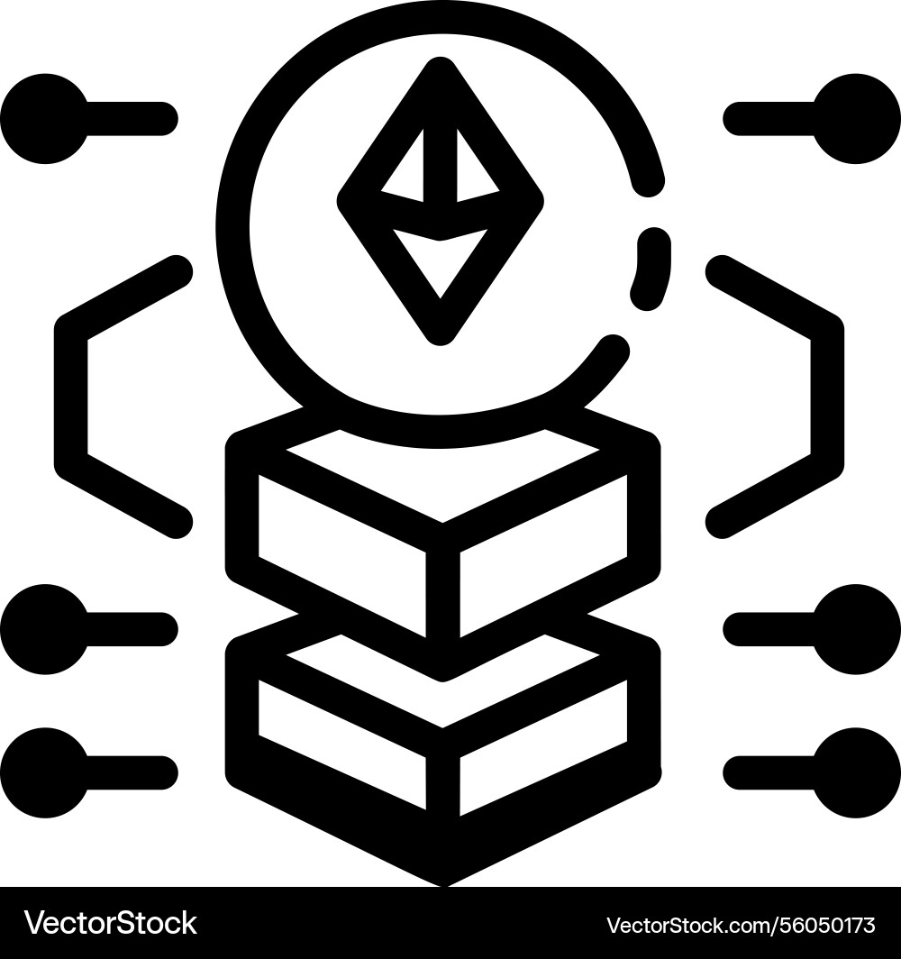 A line style icon depicting ethereum network Vector Image