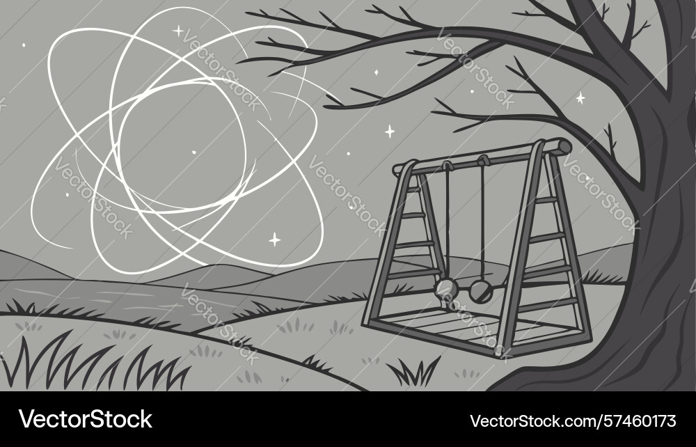 Abstract playtime swing set with dynamic lines vector image