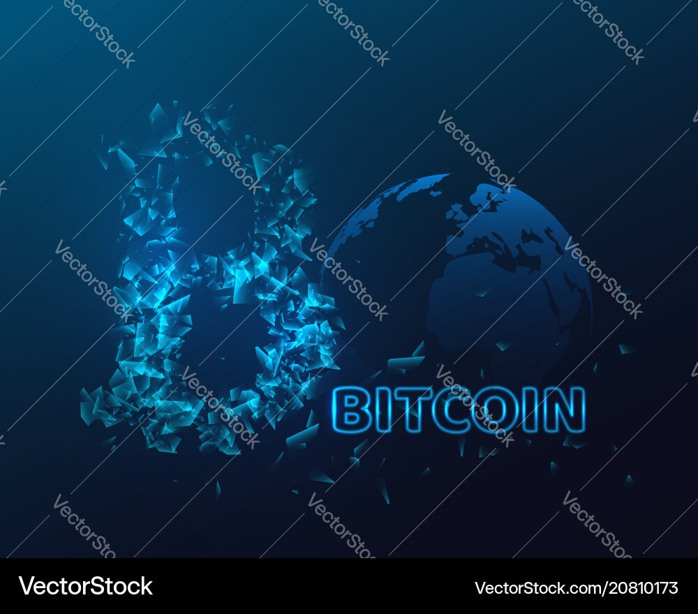 Bitcoin sign with glowing explosion effect Vector Image