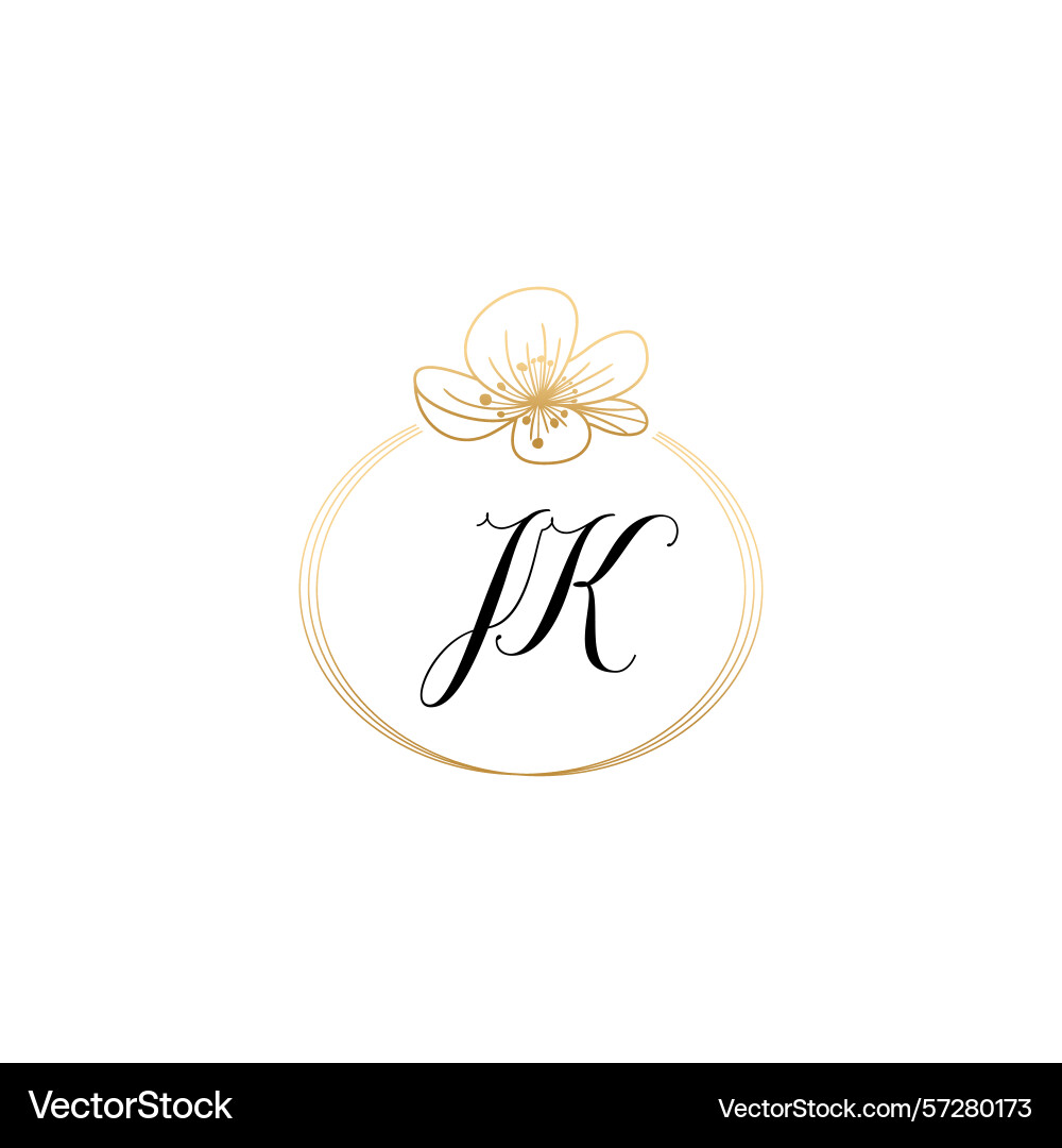 Botanical monogram logos with initial jk Vector Image