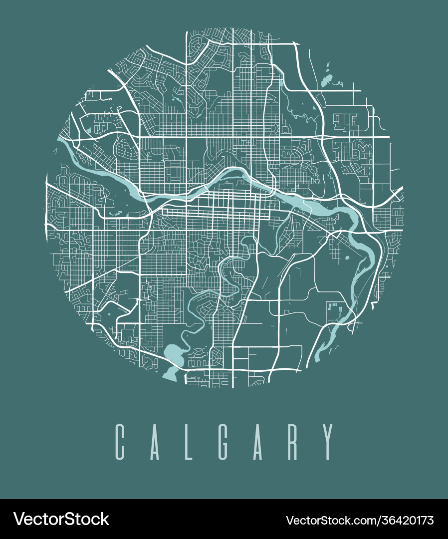 Calgary map poster decorative design street Calgary map poster decorative design street vector image