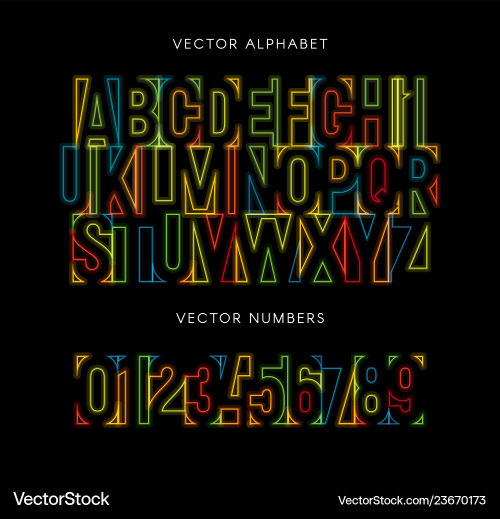 Colorful Letter & Number Set Vector Image
