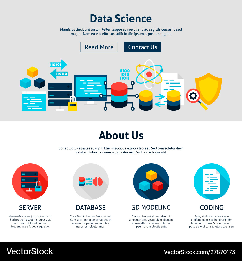 Data science website design Data science website design vector image