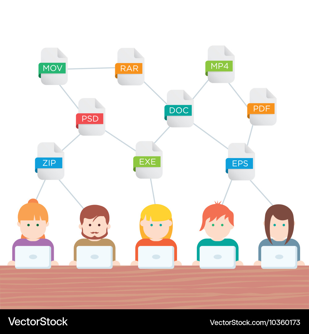 File extensions people with computers vector image
