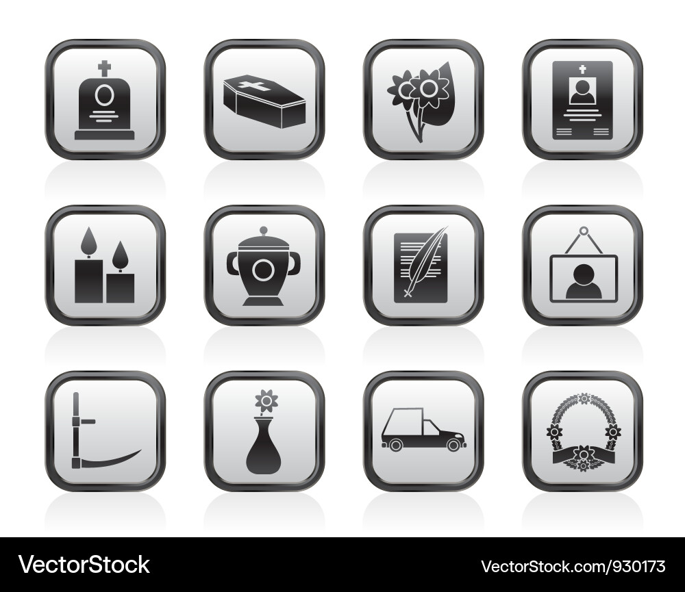 Funeral & Burial Icon Set Vector Image