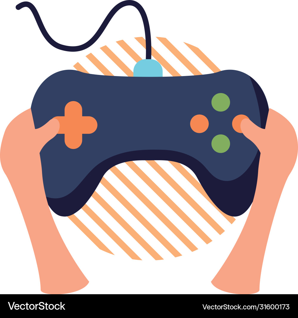 Hands Playing Video Game Controls vector image