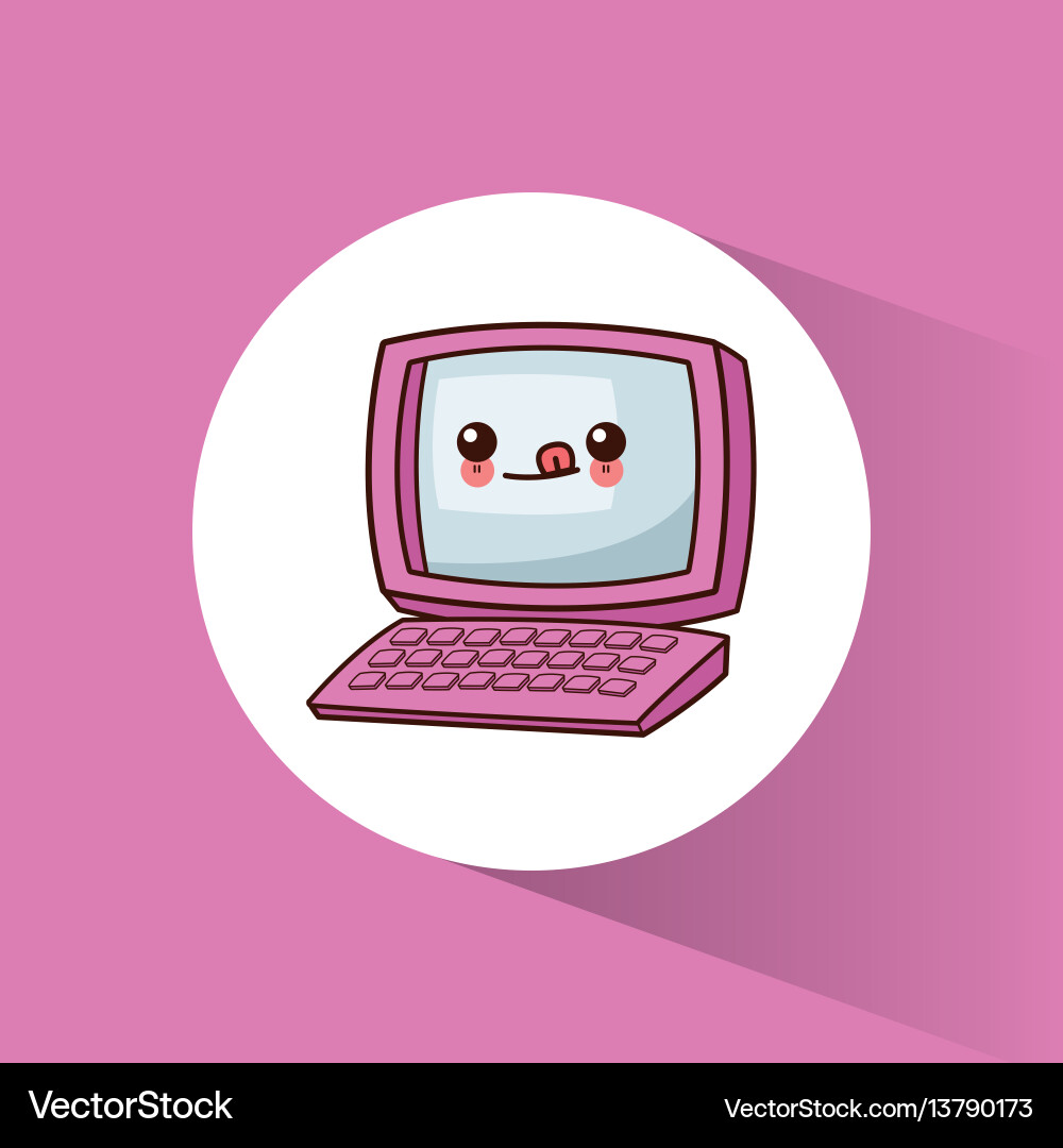 Kawaii computer technology image Kawaii computer technology image Vector Image