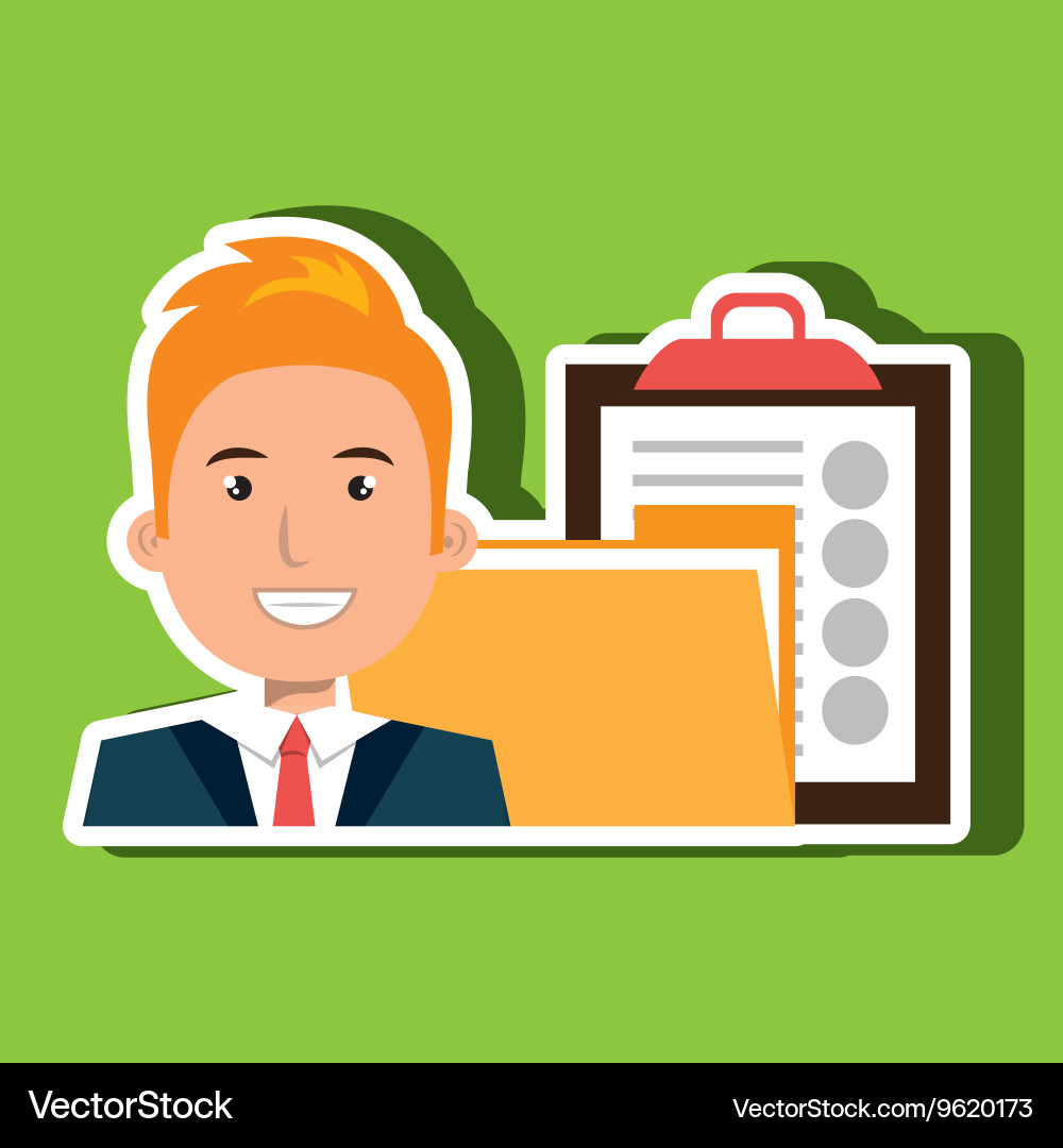 Man with folder and clipboard isolated icon design Vector Image
