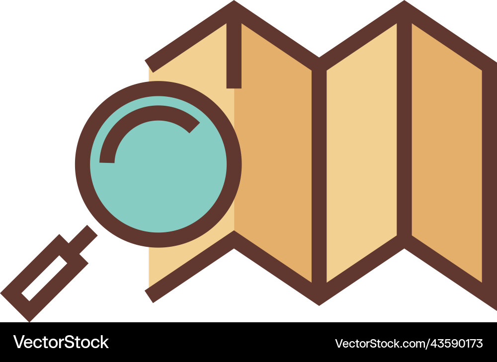 Map with magnifying glass location search line Map with magnifying glass location search line vector image