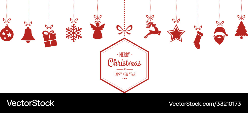 Merry christmas hanging red ornaments background Merry christmas hanging red ornaments background vector image