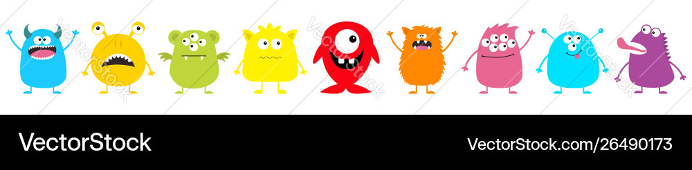 Monster große Set niedlich Cartoon bunt furchtlos Monster große Set niedlich Cartoon bunt furchtlos vektorbild