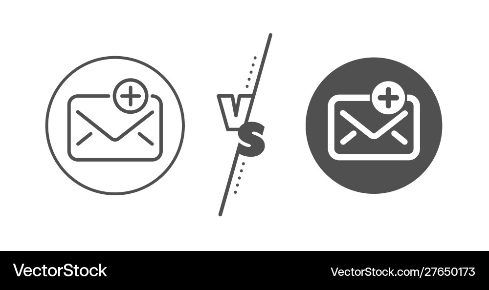 New mail line icon add message correspondence vector image
