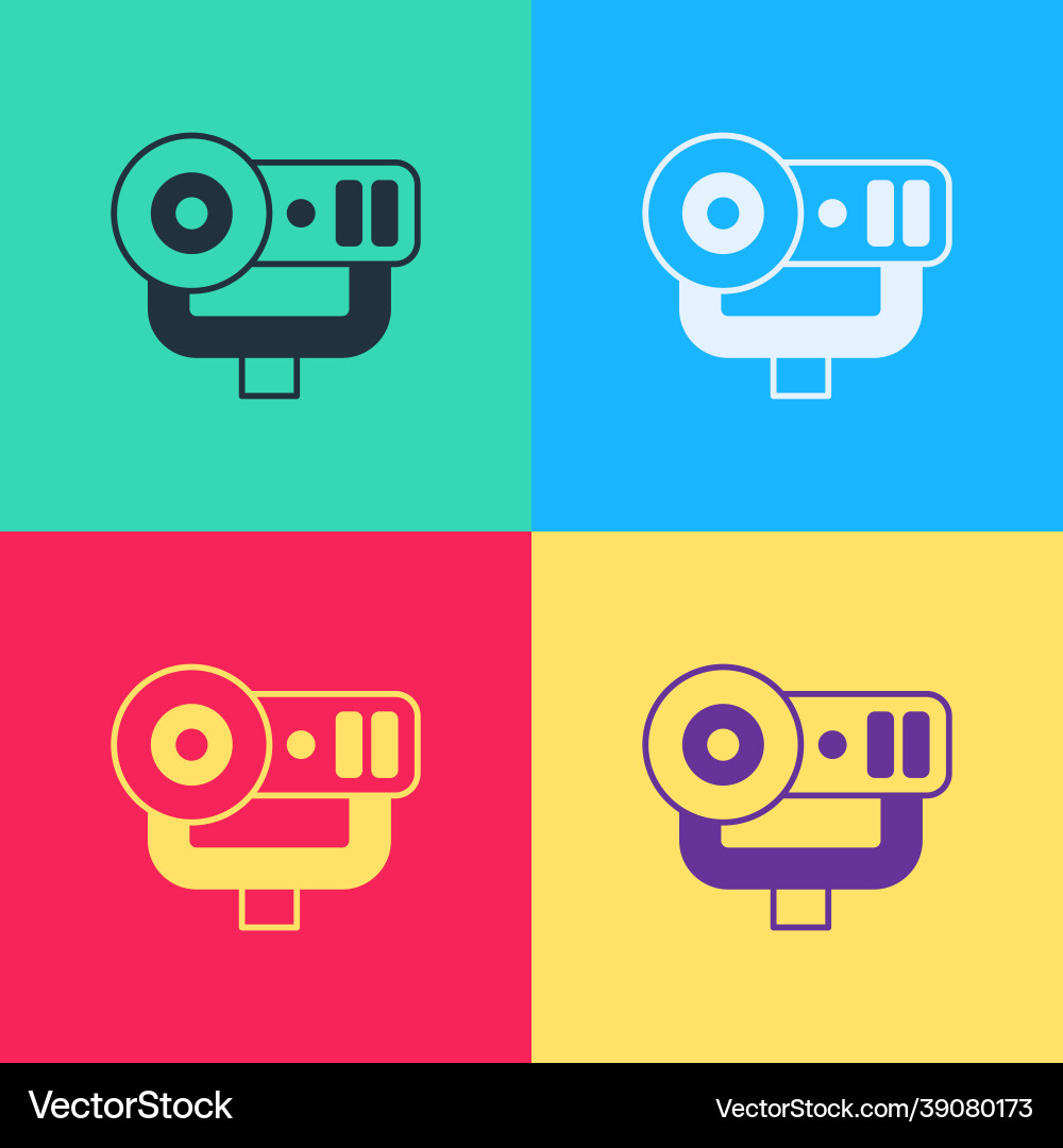 Pop art web camera icon isolated on color Pop art web camera icon isolated on color vector image