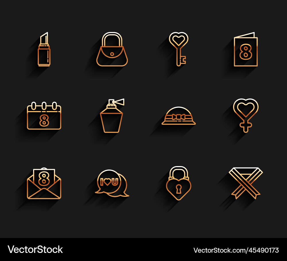 Set line envelope with 8 march speech bubble i Vector Image