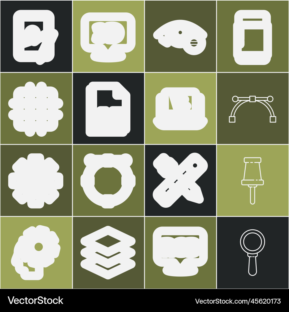 Set line magnifying glass push pin bezier curve Set line magnifying glass push pin bezier curve vector image