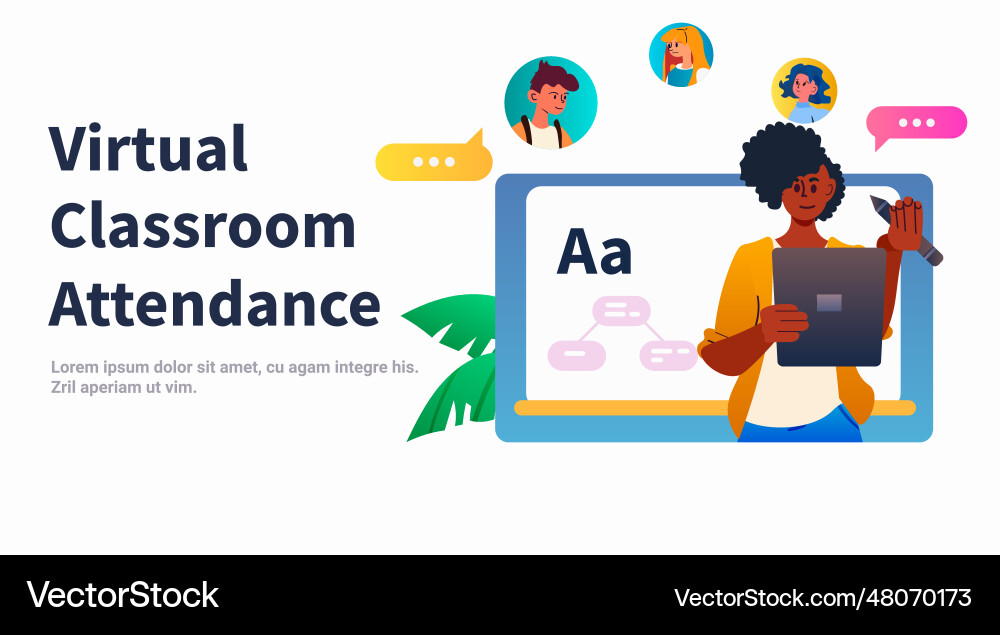 Student in virtual classroom using smart Student in virtual classroom using smart Vector Image