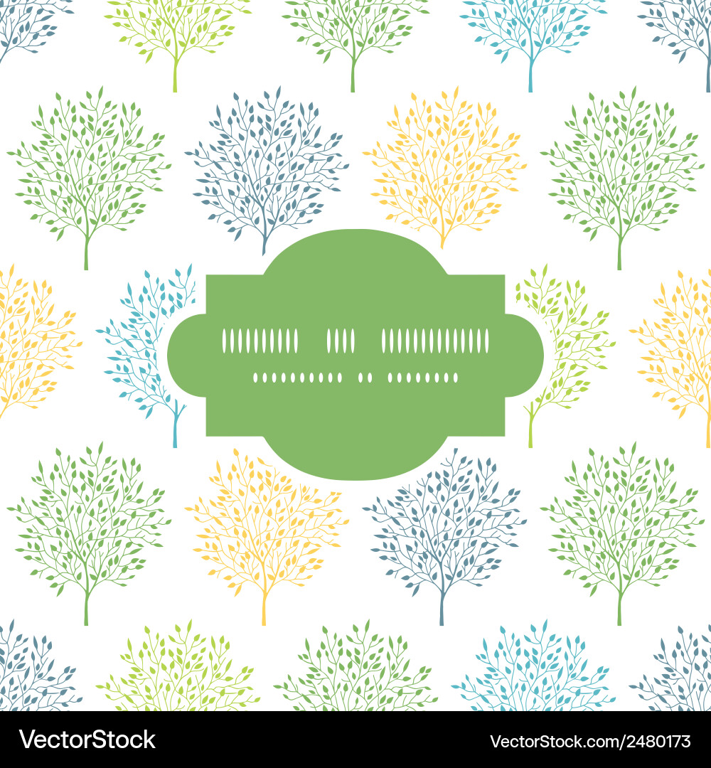 Summer trees colorful frame seamless pattern vector image