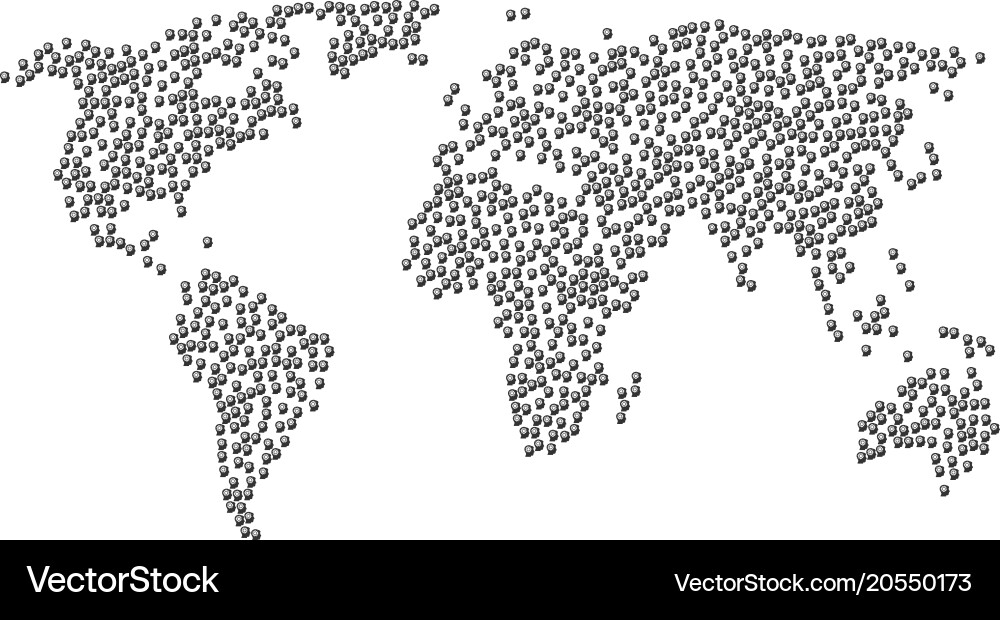 World map pattern of intellect gear icons vector image