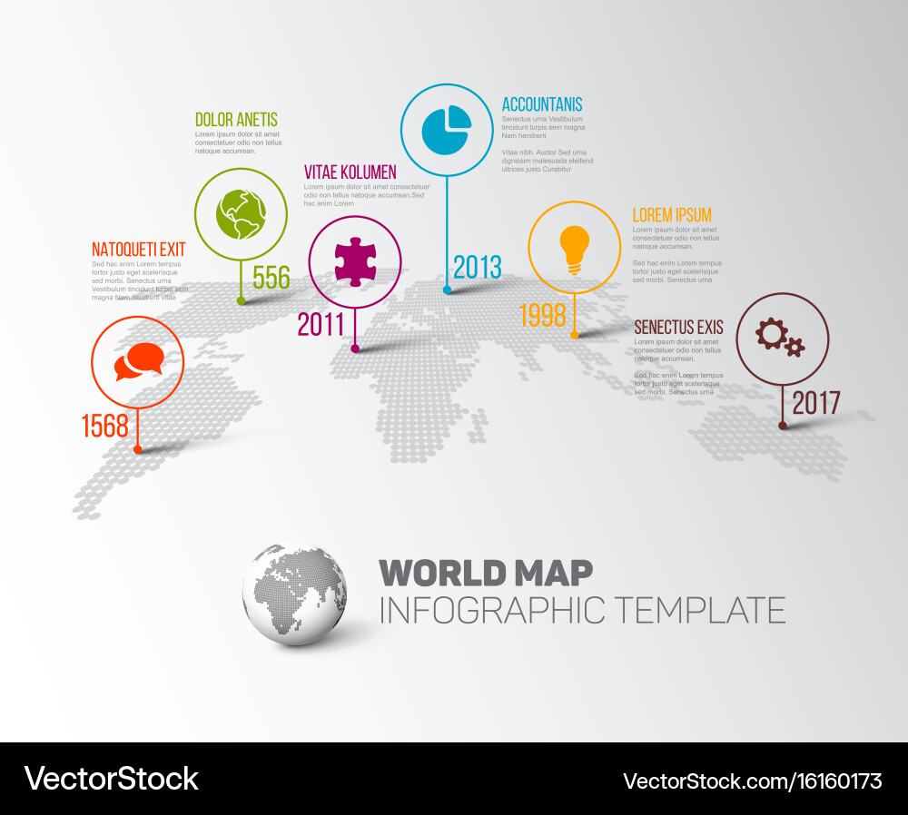 World Map with Pointer Icons vector image