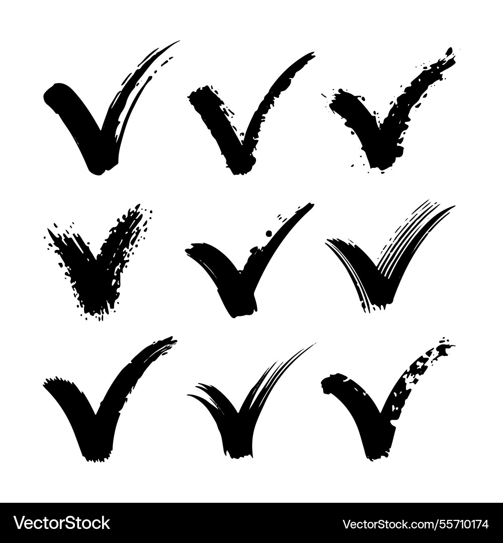 A dynamic set of bold check marks drawn A dynamic set of bold check marks drawn vector image