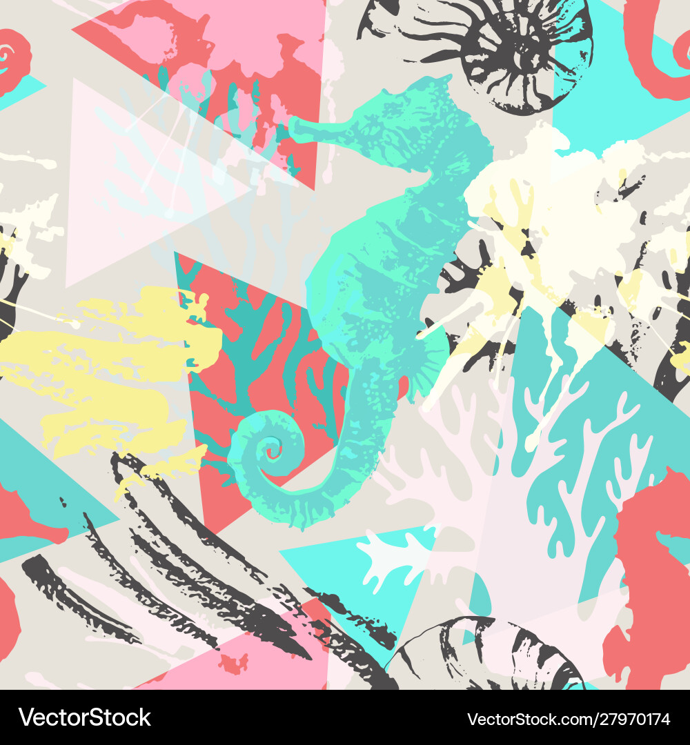 Abstract summer seamless pattern in marine style Abstract summer seamless pattern in marine style vector image