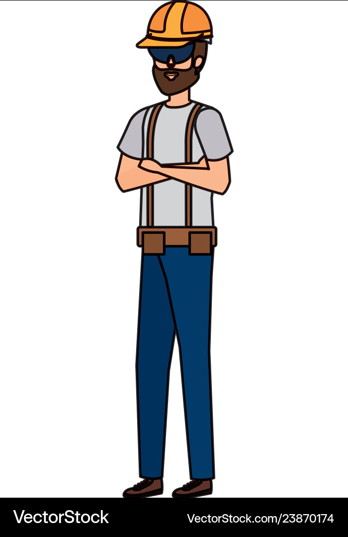 Builder constructor with helmet and goggles Builder constructor with helmet and goggles vector image