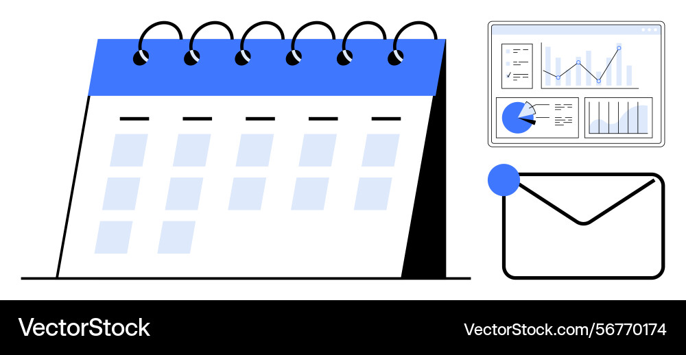 Calendar analytics dashboard and email Calendar analytics dashboard and email vector image