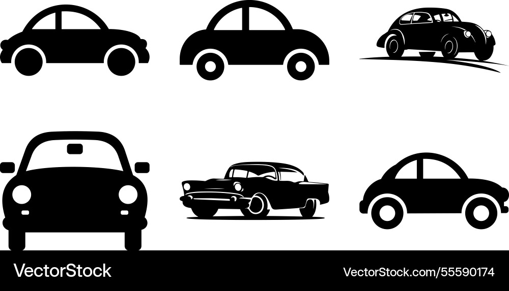 Classic Auto Silhouettes Vintage Fahrzeug Icons Classic Auto Silhouettes Vintage Fahrzeug Icons vektorbild