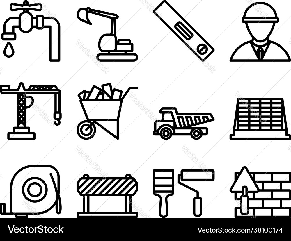Construction icon set Royalty Free Vector Image