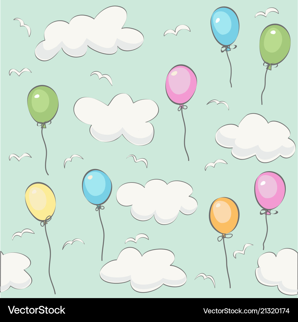 Cute baby cloud pattern and balloons Cute baby cloud pattern and balloons vector image
