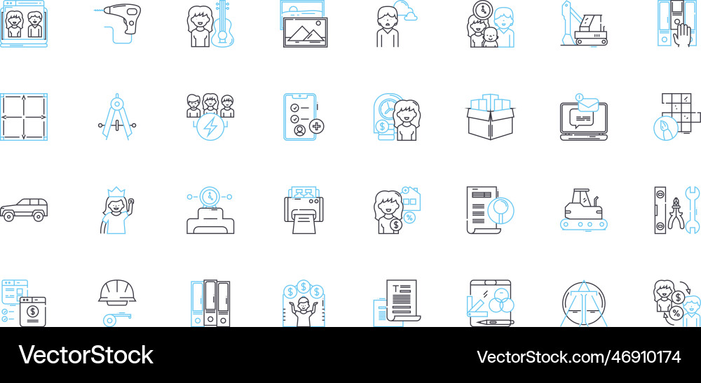 Digital workforce linear icons set automation Digital workforce linear icons set automation vector image