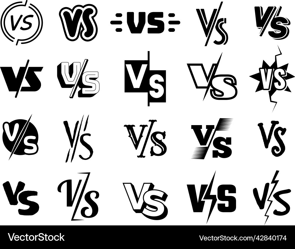 Duel lettering vs fonts teams concurrence Vector Image