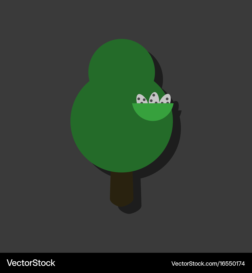Flat icon design collection tree and nest vector image
