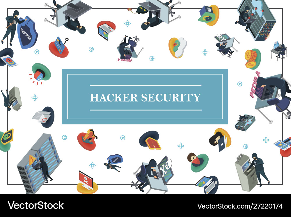 Isometric hacking activity concept Vector Image