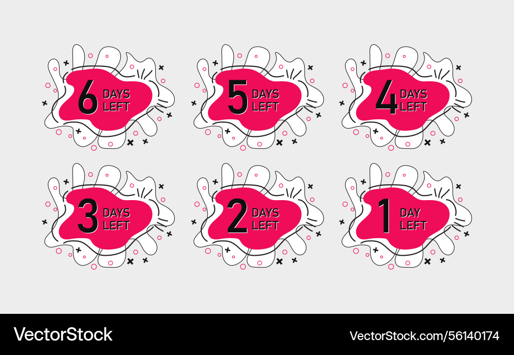 Numbers of days left countdown set Vector Image