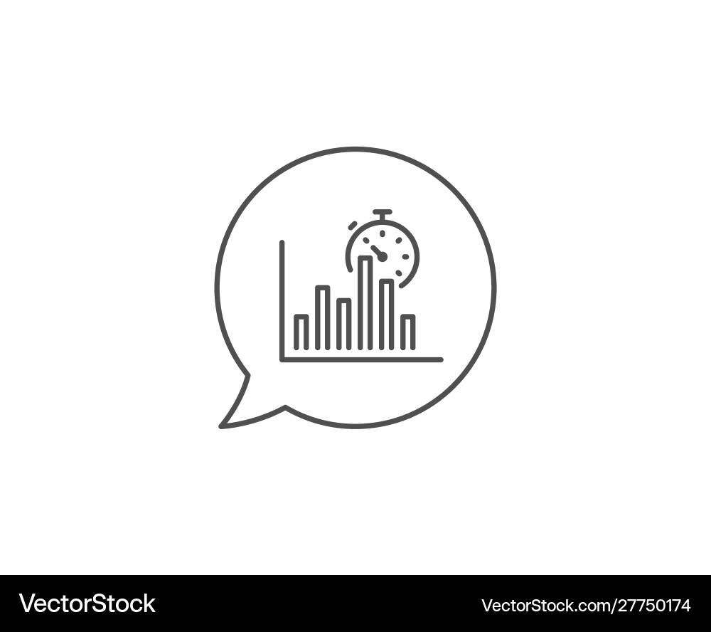 Report timer line icon column graph sign Report timer line icon column graph sign vector image