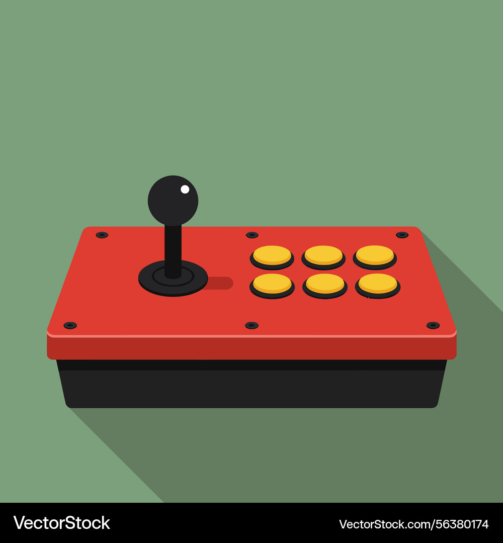 Retro arcade joystick controller with yellow Retro arcade joystick controller with yellow vector image