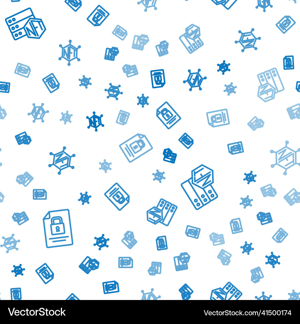 Set line document and lock nft blockchain Set line document and lock nft blockchain vector image