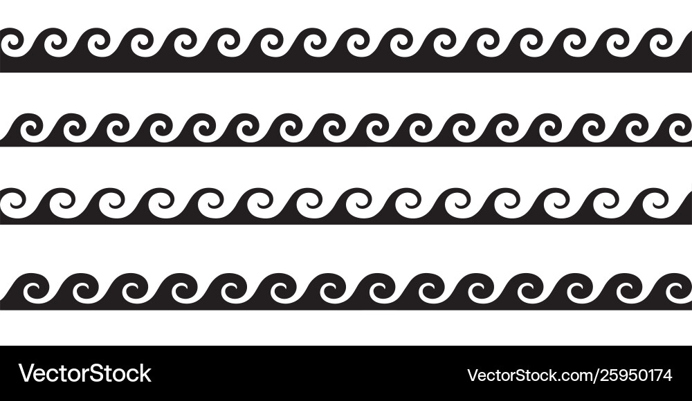 Set wavy horizontal lines design element vector image